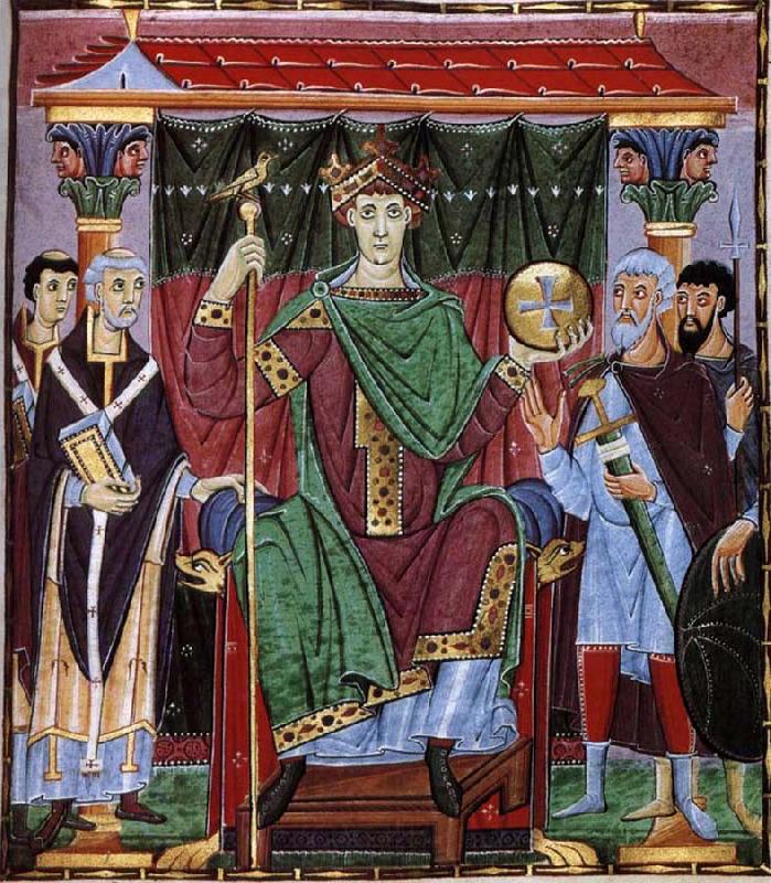 unknow artist Otto III on the throne